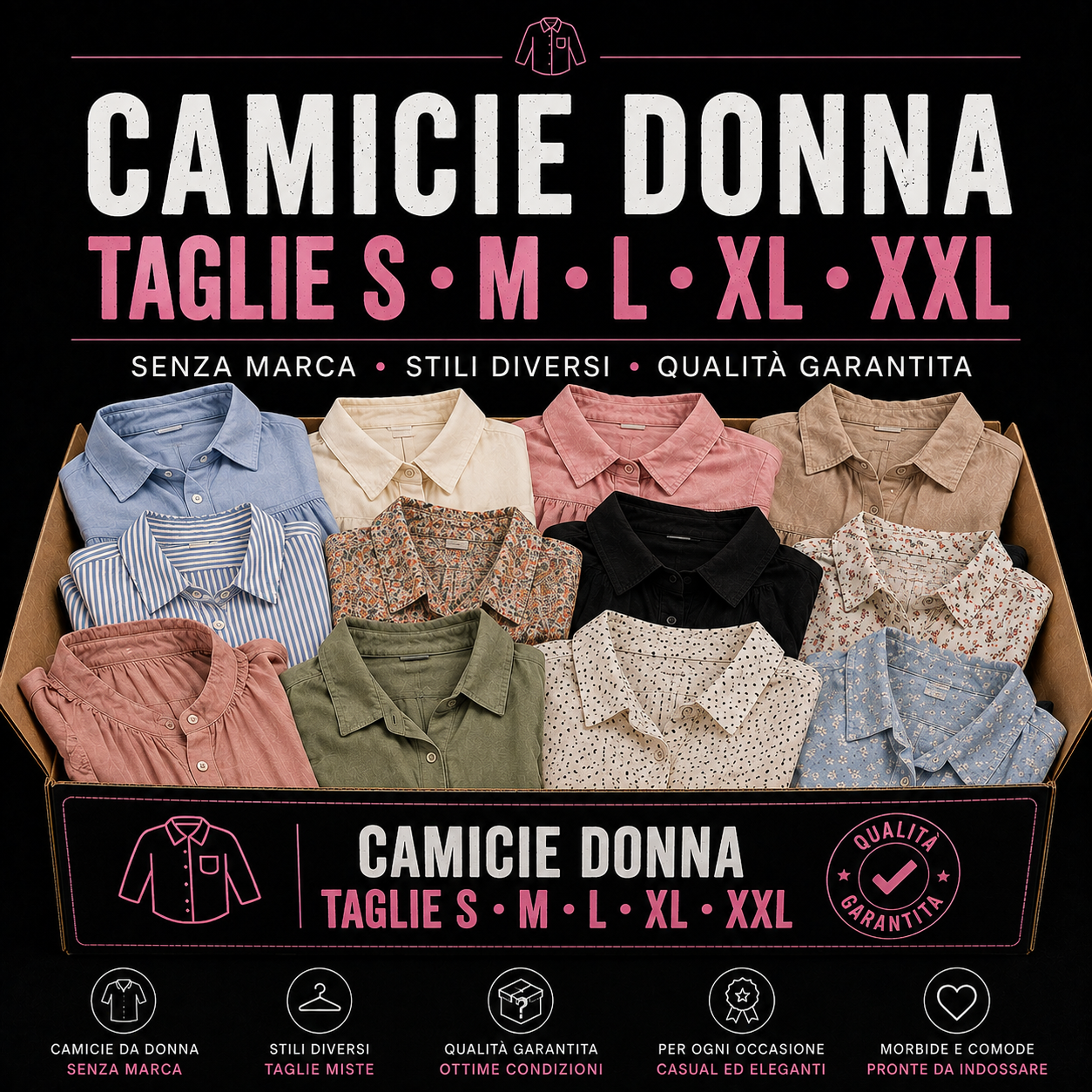 CAMICIE DONNA (S - M - L - XL - XXL - XXXL) – Grado A