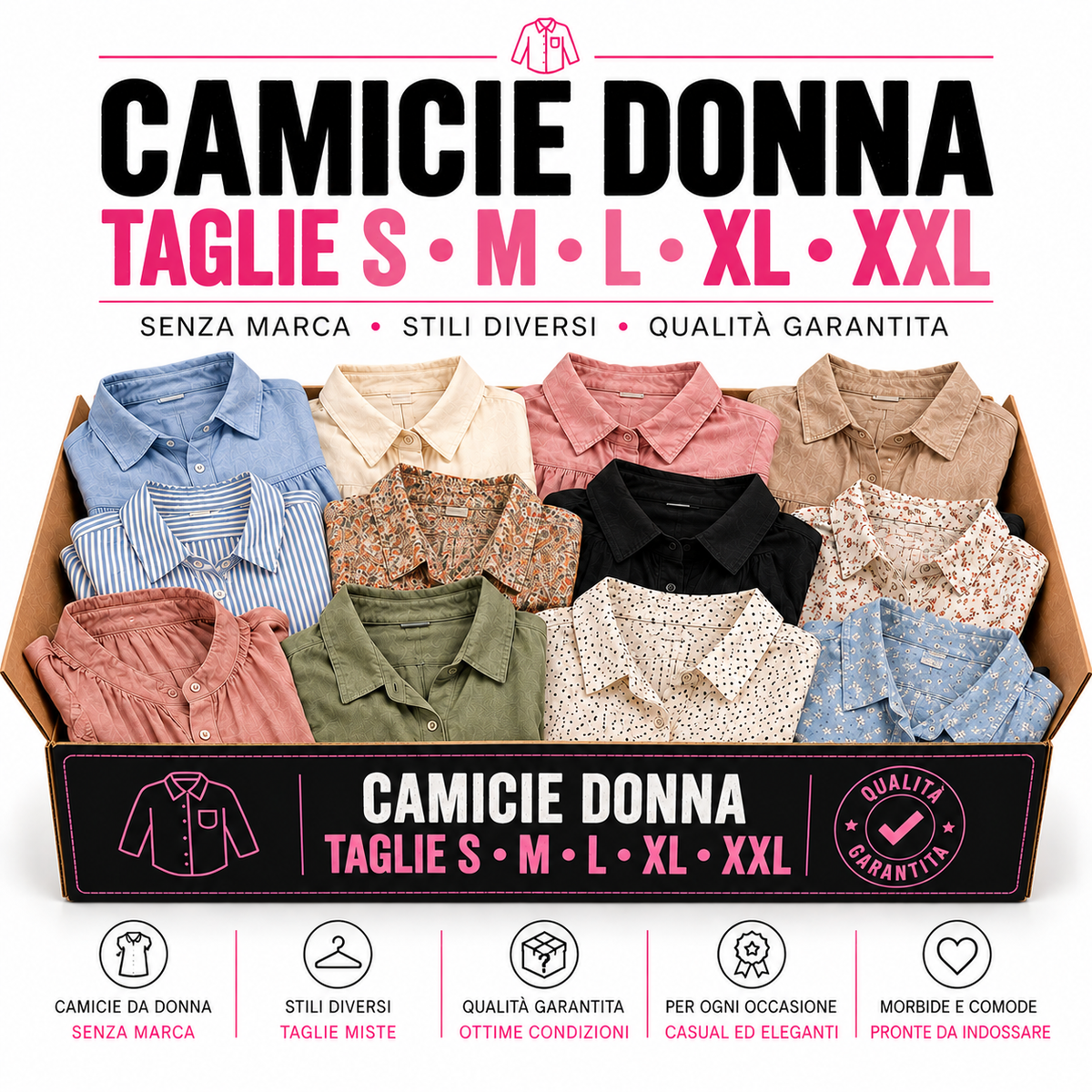 CAMICIE DONNA (S - M - L - XL - XXL - XXXL) – Grado A