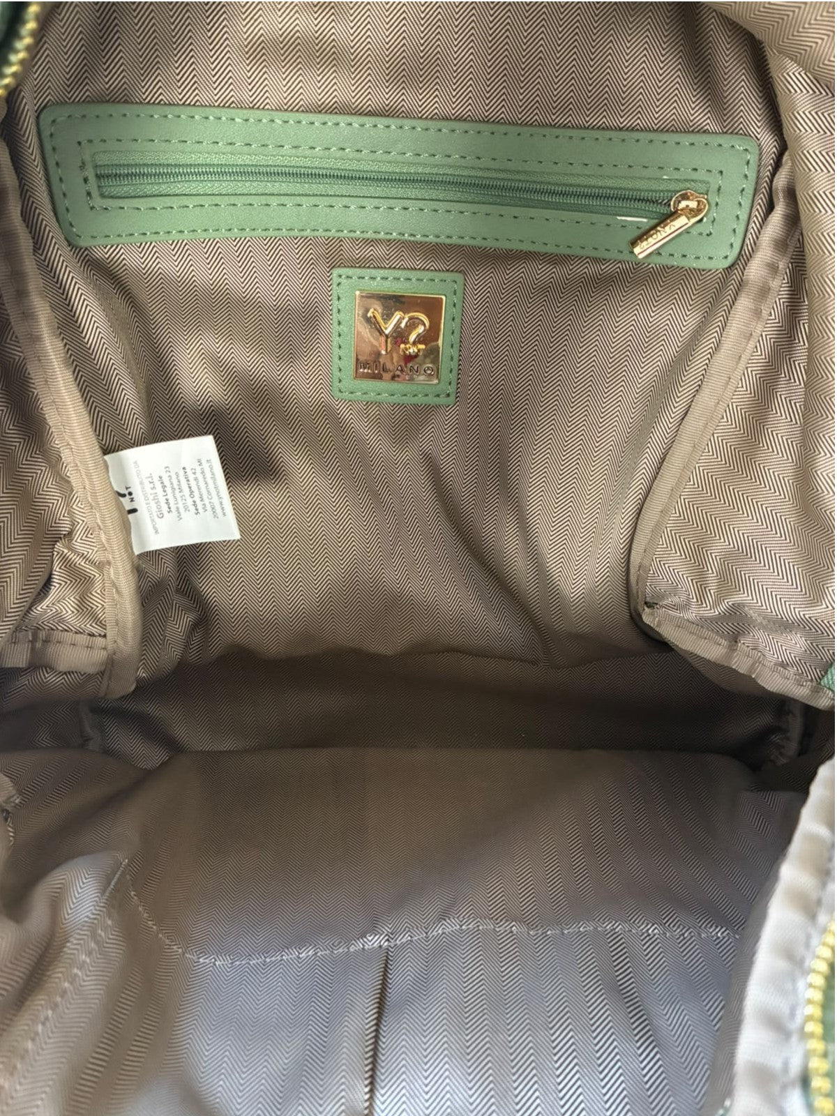 YNot? Milano – Zaino Donna Verde Salvia con Dettagli Oro #3